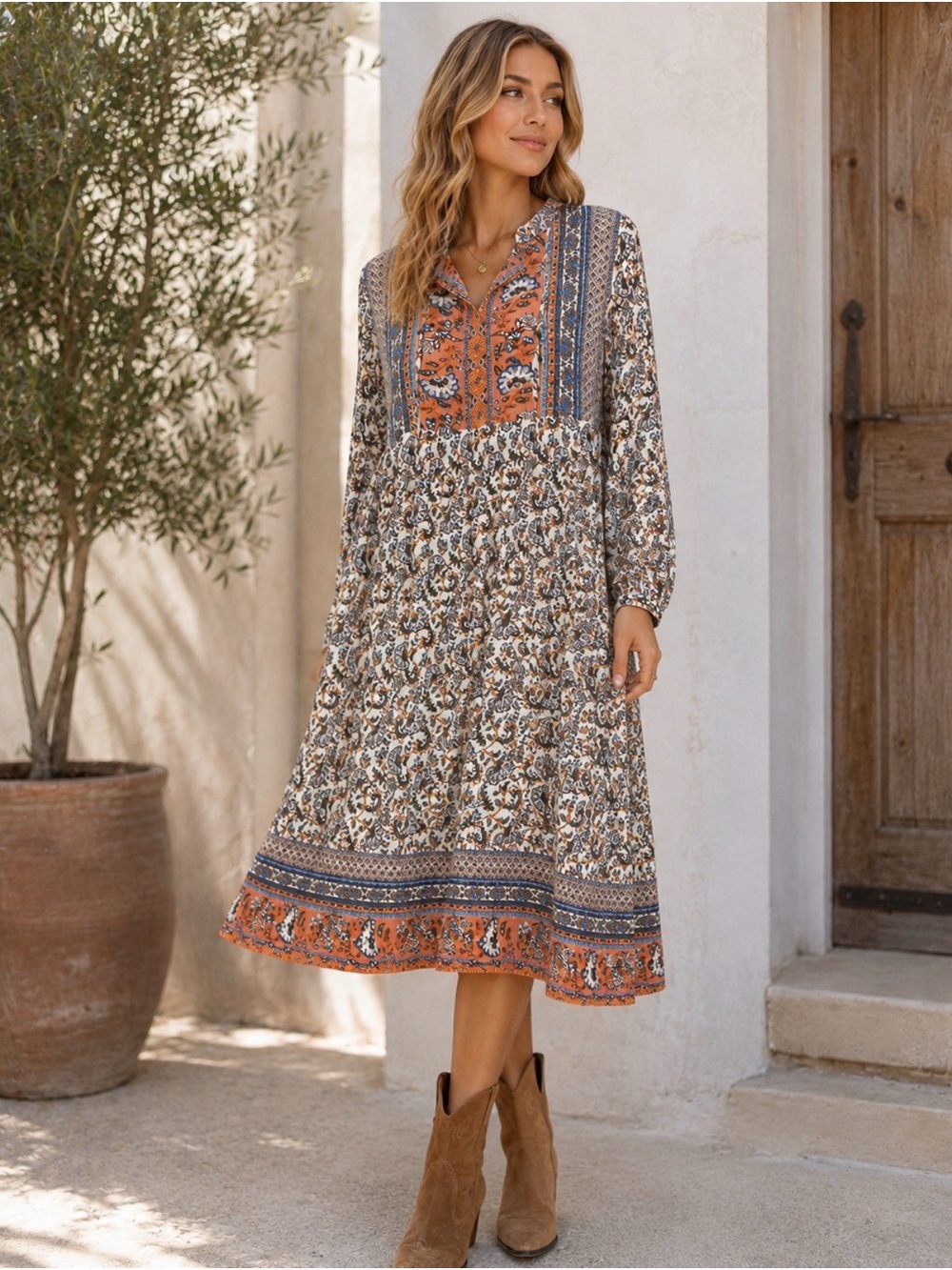 Boho Floral Maxi Dress by Emory rose size xxl( fits more a large)